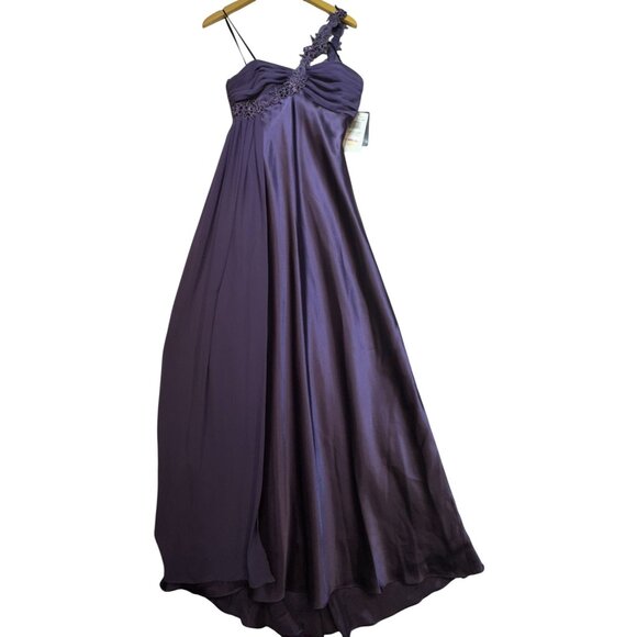 NW Nightway Women's 1 Shoulder Maxi Formal Gown Dress Sleeveless Size 10 Purple - Picture 1 of 12